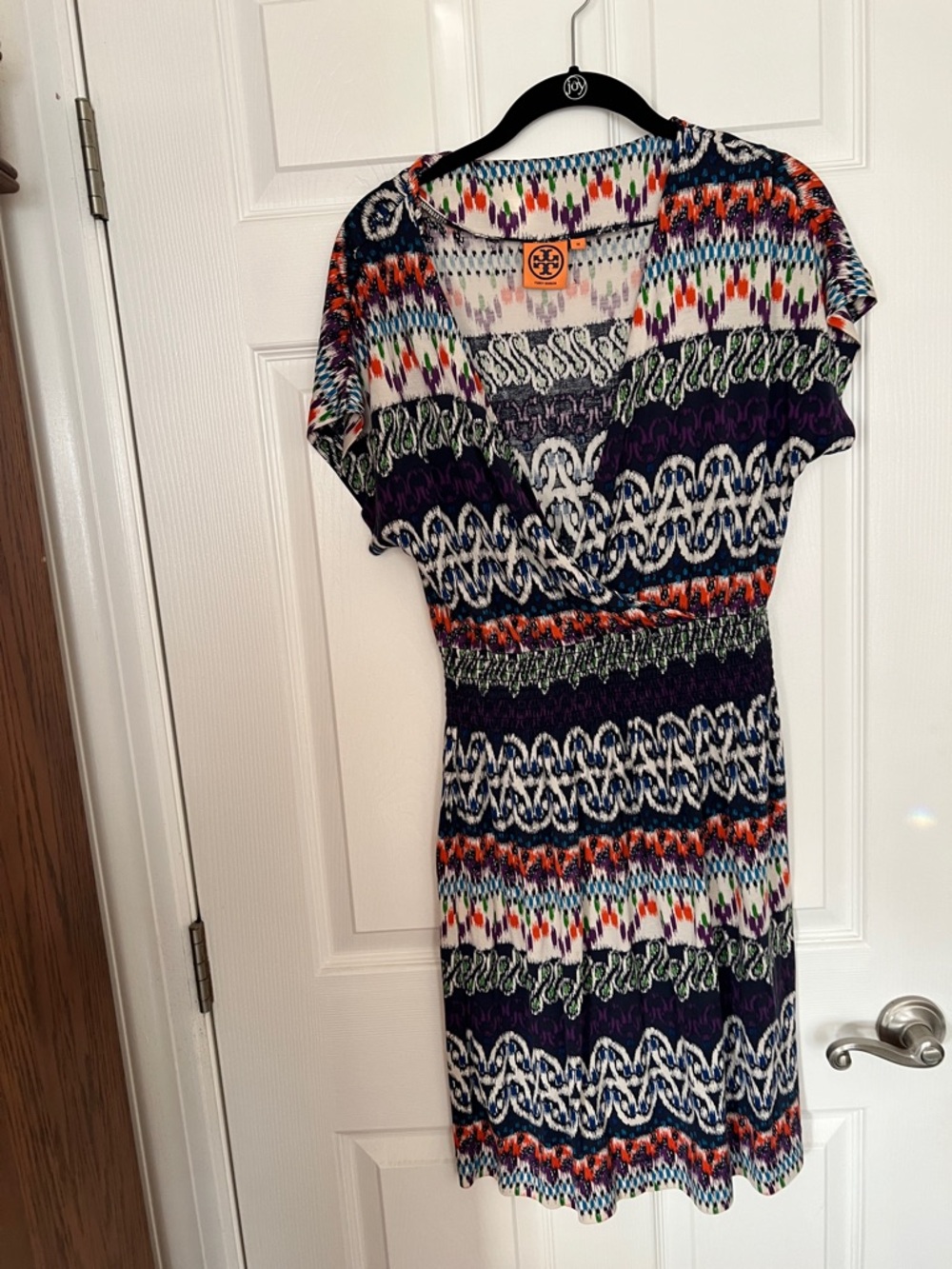 Tory Burch Navy Multi-Color Patterned Midi Dress
